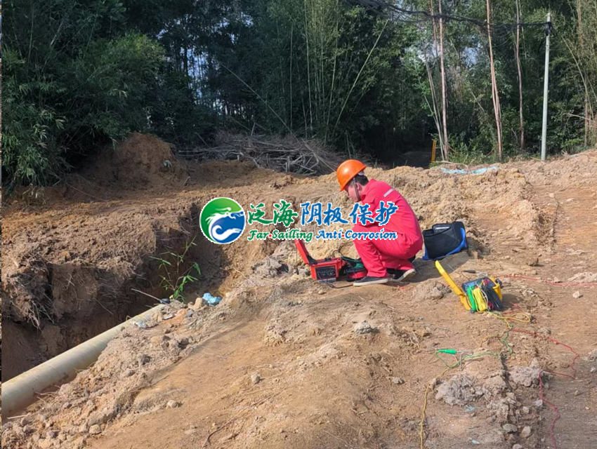 光固化玻璃钢定向钻穿越管道防腐层馈电试验